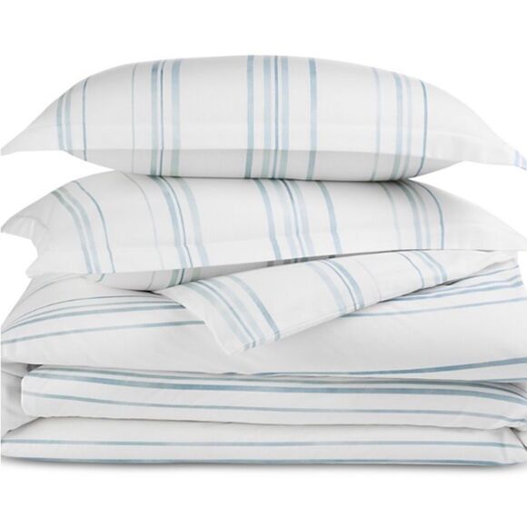 Sky Bristol Stripes Full/ Queen Duvet Set with 2 Standard Shams - Picture 1 of 9